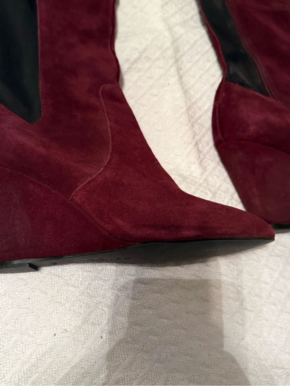 Charles By Charles David Burgundy Suede Wedge Over-the-Knee Boots